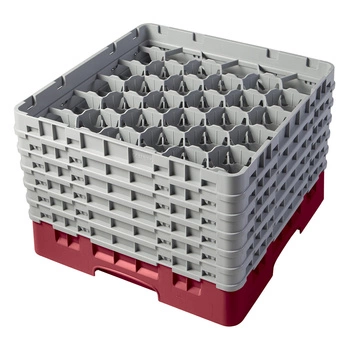 Kosz do szkła 30 przegródek - 50x50 cm, żurawinowy | CAMBRO 30S1114/416