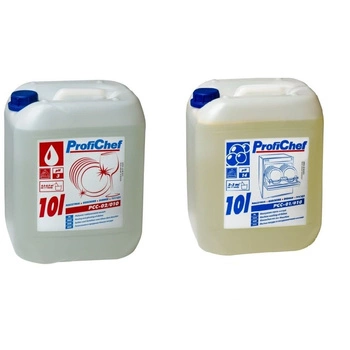 Zestaw płynów do obsługi zmywarek gastronomicznych średni 10+10 l | PROFICHEF PCC01/10+PCC02/010