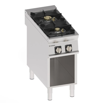 Kuchnia gastronomiczna gazowa 2-palnikowa z żeliwnym rusztem, na szafce otwartej, 40 cm | TECNOINOX 313264