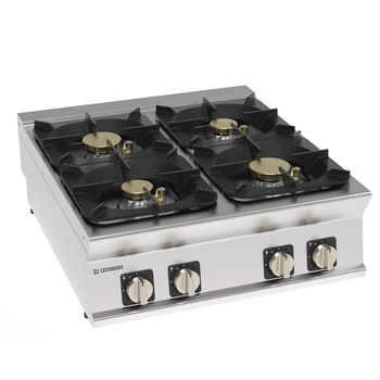 Kuchnia gastronomiczna gazowa 4-palnikowa z żeliwnym rusztem, nastawna, 80 cm wersja super - 37 kW | TECNOINOX 313268
