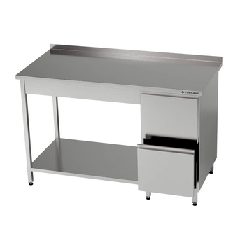 Stół roboczy nierdzewny z blokiem szuflad i półką dolną 110x60x85 cm | FORGAST