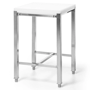 Kloc masarski z polietylenu 50x50 cm, blat 5 cm, stal nierdzewna | FORGAST FG12243