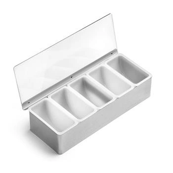 Pojemnik 5-częściowy na dodatki barmańskie, szary, 37.5x14x9 cm | FORGAST FG11419