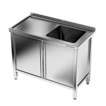 Stół nierdzewny ze zlewem 1-komorowym i szafką 120 cm | FORGAST