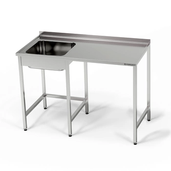 Stół nierdzewny ze zlewem 1-komorowym i miejscem na zmywarkę 150x60x85 cm | FORGAST
