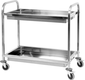Wózek kelnerski nierdzewny 2-półkowy głęboki składany | YATO YG-09099