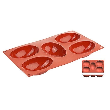 Forma do pieczenia silikonowa Half Ei, owal,  5 otworów o wymiarach 10x7 cm | CONTACTO 6646/100