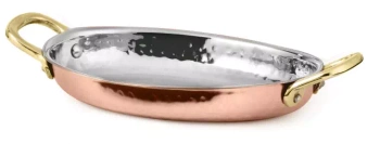 Patelnia owalna do serwowania z dwoma uchwytami, miedź młotkowana -13.5x18.5 cm, poj. 500 ml | AMBITION 126612