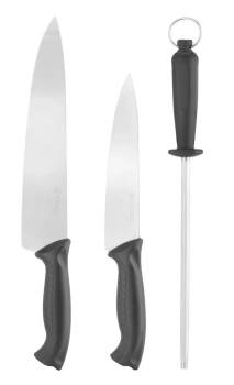 Zestaw noży z ostrzałką - 3 elementowy | HENDI 842683