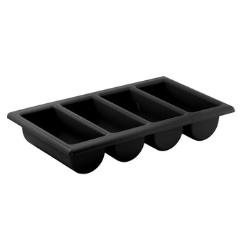 Pojemnik na sztućce, GN 1/1, polipropylen, czarny, 53x32.5x10 cm | APS 11954