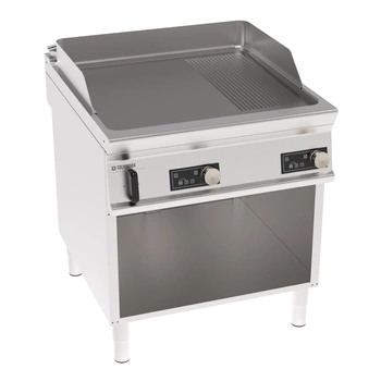 Płyta grillowa elektryczna, sterowana elektronicznie, 2/3 gładka, 1/3 ryflowana, na podstawie otwartej, 80 cm, T-90 | TECNOINOX 316283