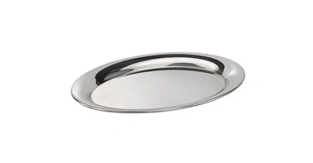 Taca KAFFEEHAUS owalna, polerowana, matowa, ze stali nierdzewnej, 20x14.5x0.5 cm | APS 30115