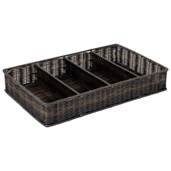 Pojemnik na sztućce pleciony GN 1/1, brązowy, 53x32.5x9 cm | APS 11966