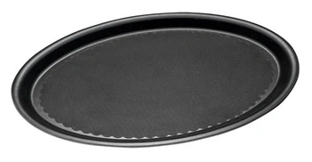 Taca kelnerska, owalna, GRIPZONE, z kompozytu GFK, czarna, 29x21x2 cm | APS 506