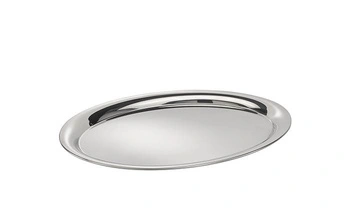 Taca KAFFEEHAUS owalna, polerowana, matowa, ze stali nierdzewnej, 29x22x0.5 cm | APS 30117