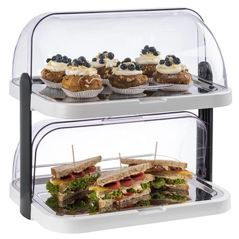 Witrynka bufetowa dwupoziomowa DOPPELDECKER z wkładem chłodzącym,  biała, 44x32x44 cm | APS 9200