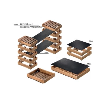 Zestaw bufetowy drewniany 18-elementowy, akacja | LEONE S5102