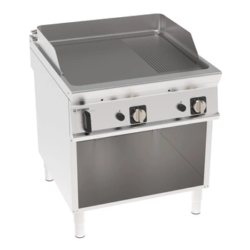 Płyta grillowa gazowa 2/3 gładka, 1/3 ryflowana na szafce otwartej, 80 cm | TECNOINOX 313250