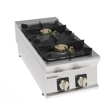 Kuchnia gastronomiczna gazowa 2-palnikowa z żeliwnym rusztem, wersja super 2x10 kW | TECNOINOX 313262