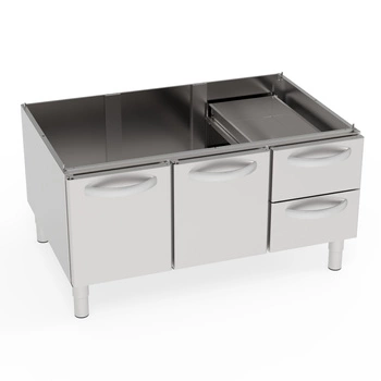 Podstawa z szafką 2-drzwiową i dwoma szufladami, linia T-90, 120 cm | TECNOINOX 316121