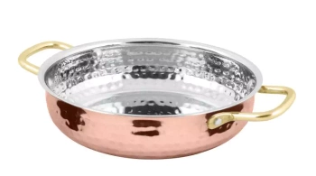 Patelnia do serwowania z dwoma uchwytami, miedź młotkowana - śr. 15.5 cm, poj. 600 ml | AMBITION 126607