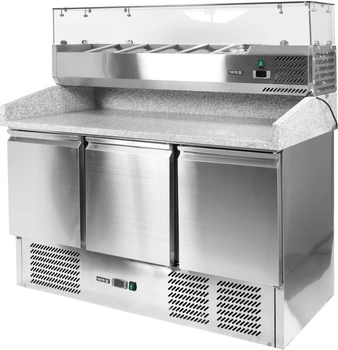 Stół chłodniczy 3-drzwiowy do pizzy z nadstawką szklaną | YATO YG-05305