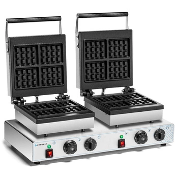 Gofrownica elektryczna 4x3 podwójna, 8 gofrów, 3.5 kW, 230 V | FORGAST FG09726