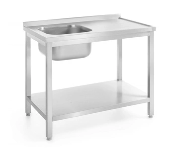 Stół ze zlewem 1-komorowym i półką | HENDI 812631