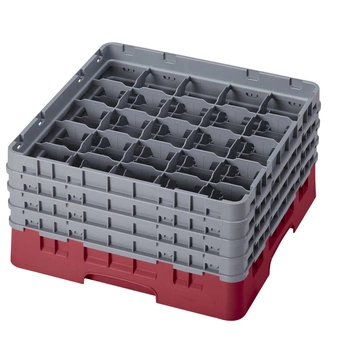 Kosz do szkła 25 przegródek - 50x50 cm, żurawinowy | CAMBRO 25S800/416