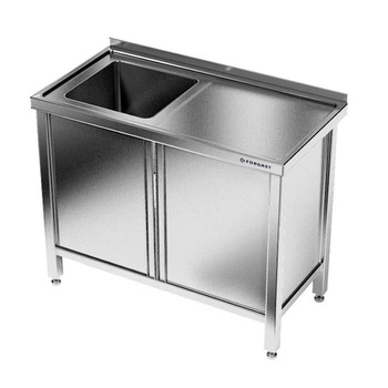 Stół nierdzewny ze zlewem 1-komorowym i szafką 120 cm | FORGAST