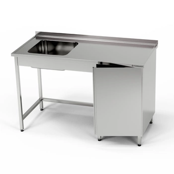 Stół nierdzewny ze zlewem 1-komorowym i szafką 100x60x85 cm | FORGAST