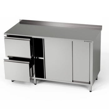 Stół roboczy nierdzewny z szafką i blokiem szuflad 170x60x85 cm | FORGAST