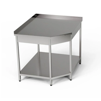 Stół narożny roboczy nierdzewny z półką 86,8x70x85 cm | FORGAST