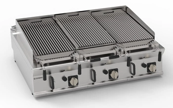 Grill lawowy gazowy nastawny 30 kW, 3 płyty o pow. 62×36 cm | TECNOINOX 313206