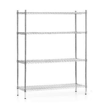 Regał magazynowy ze stali chromowanej, 4 półki, 122x45,5x180 cm składany | FORGAST FG15133