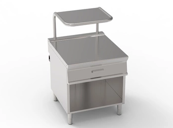 Blat roboczy z szufladą i półką na salamender, na podstawie otwartej, T-90, 80x90x90 cm | TECNOINOX 396703