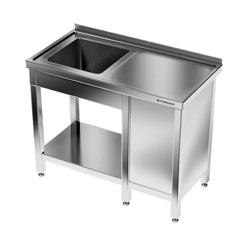 Stół nierdzewny ze zlewem 1-komorowym i szafką 190x60x85 cm | FORGAST