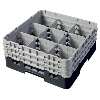 Kosz do szkła 9 przegródek - 50x50cm, czarny | CAMBRO 9S638/110