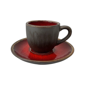 Filiżanka Bel 100 ml ze spodkiem 11 cm Still Cristall rubin | KERA CERAMIKA 2.3.3.RUBIN