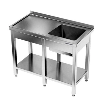 Stół nierdzewny ze zlewem 1-komorowym i półką 250x60x85 cm | FORGAST