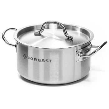 Garnek niski ze stali nierdzewnej, z pokrywką, 4 l, średnica: 20 cm | FORGAST FG02004