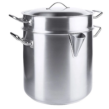 Garnek stalowy podwójny z pokrywką, 5 l, 24 cm | CONTACTO 2129/240