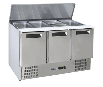 Stół chłodniczy sałatkowy 3-drzwiowy, 368 l, stal nierdzewna, 136.5x70x86 cm | ARKTIC 236178