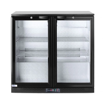 Lodówka barowa na napoje 228 l, aluminium, czarna, 2-10°C | HENDI 235829