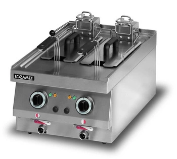 Frytownica elektryczna nastawna, 2-komorowa, 40x65x27 cm, 6 kW | LOZAMET LEF222