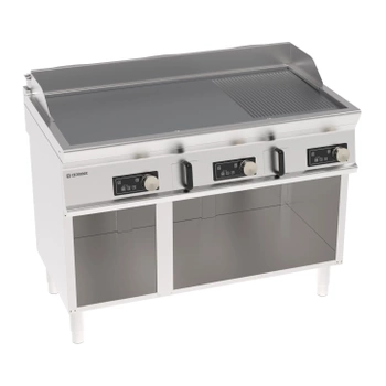 Płyta grillowa elektryczna, sterowanie elektroniczne, 2/3 gładka, 1/3 ryflowana, chrom., szczotk., na podstawie otwartej, 120 cm, 400V Tecno74 | TECNOINOX 716250