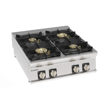 Kuchnia gastronomiczna gazowa 4-palnikowa z żeliwnym rusztem, nastawna, 80 cm wersja high power - 42 kW | TECNOINOX 313269