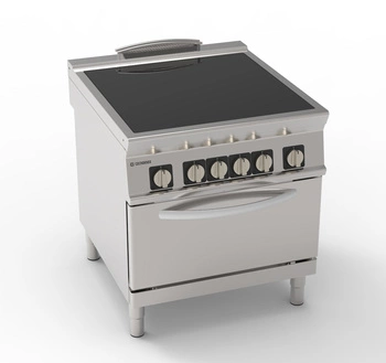 Kuchnia gastronomiczna ceramiczna z piekarnikiem elektrycznym, 4 pola grzewcze, 13,6 + 5,3 kW | TECNOINOX 316041