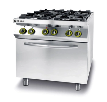 Kuchnia gazowa 4-palnikowa Kitchen Line z piekarnikiem elektrycznym GN 1/1 | HENDI 225882