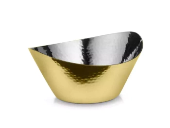 Miska owalna mała, złoto antyczne młotkowane, 16x14 cm | AMBITION 126673